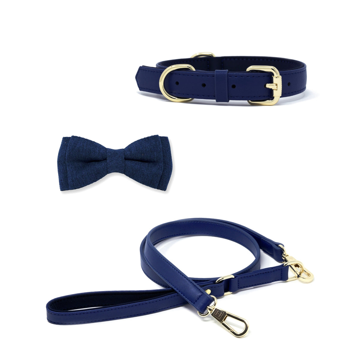 Midnight Blue dog collar, leash and bow tie set – BOBO & NANA