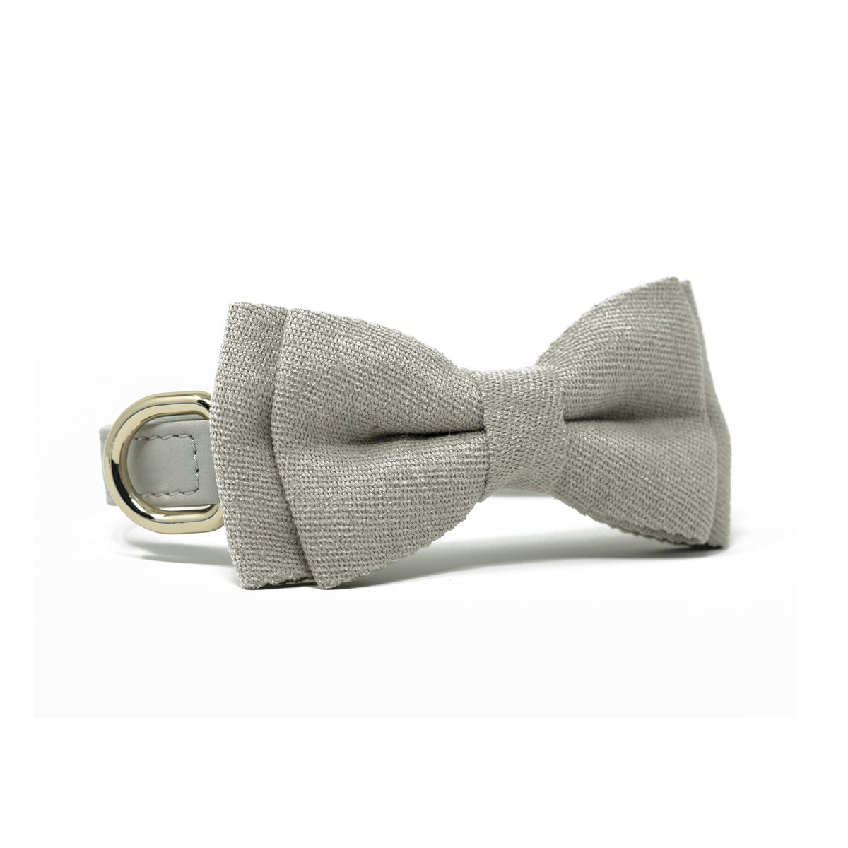 Pearl Gray dog bow tie in soft cotton-blend fabric