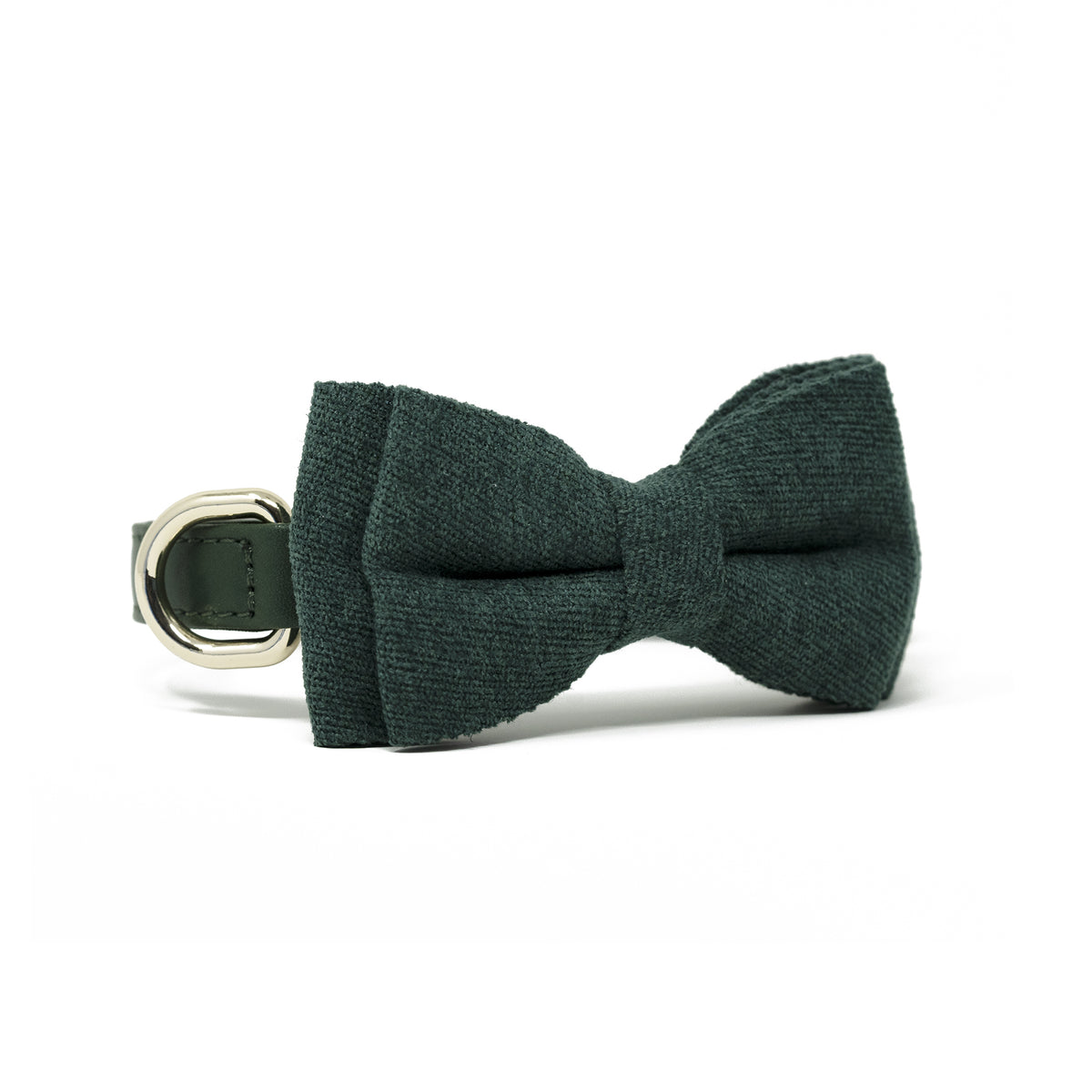 Forest Green dog bow tie in soft cotton-blend fabric