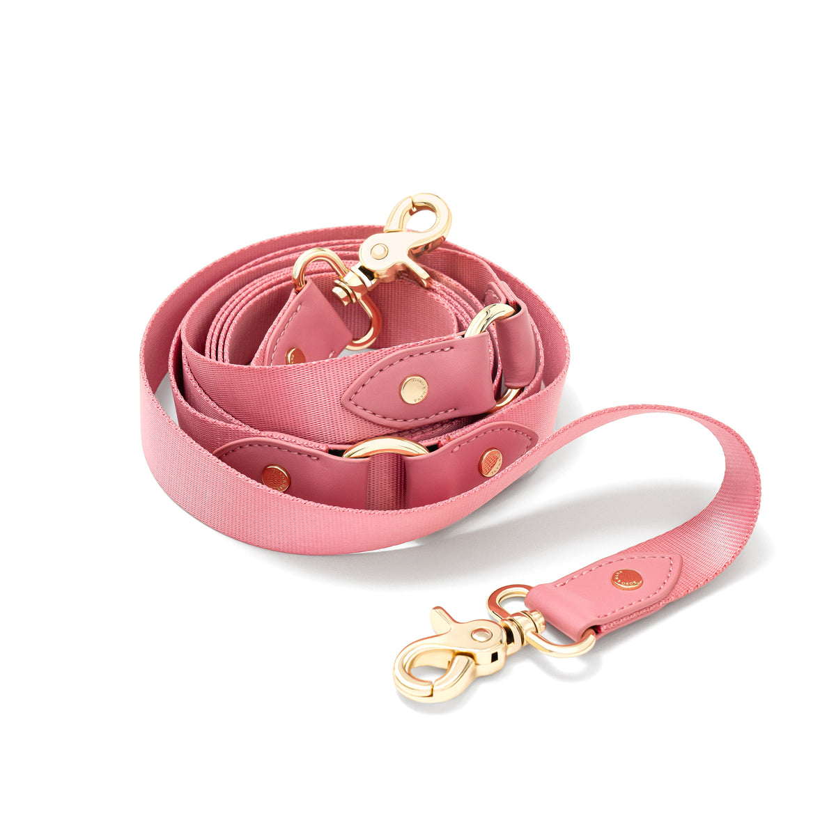 Baby Pink hands-free crossbody dog leash with 14k gold-plated hardware