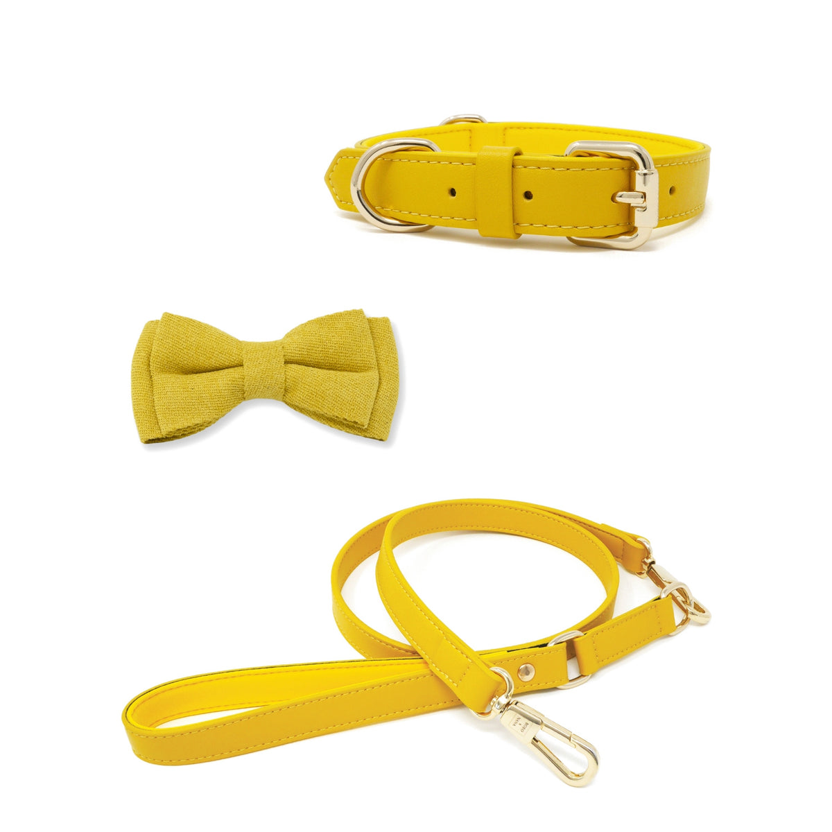 Bumblebee Yellow dog collar, leash and bow tie set – BOBO & NANA