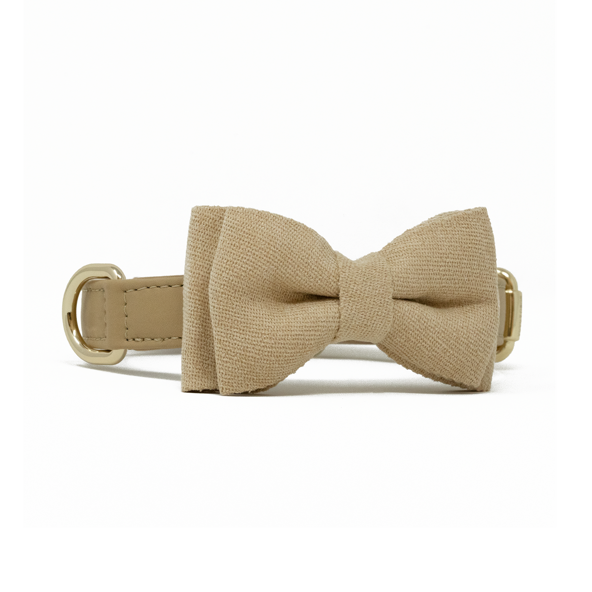 Cream Beige dog bow tie in soft cotton-blend fabric