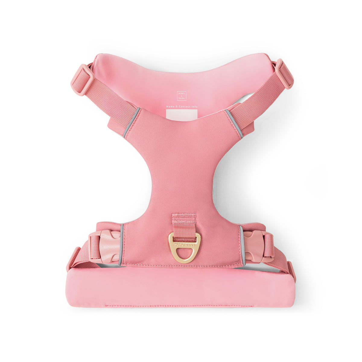 Baby Pink padded dog harness with four adjustment points and reflective trim