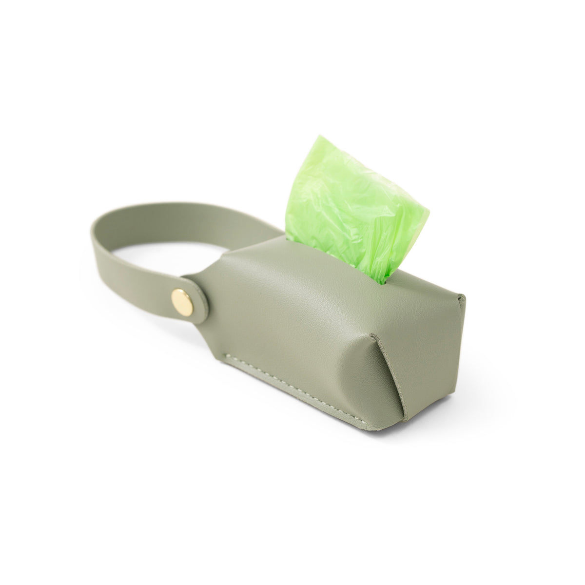 Poop bag holder in Powder Green, the soft companion shade to Forest Green